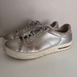Birkenstock Bend Low Leather Sneakers Metallic Silvers Size 41 US 10-10.5